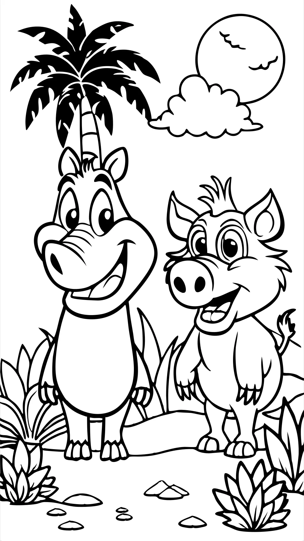 Páginas para colorear de Timon y Pumbaa